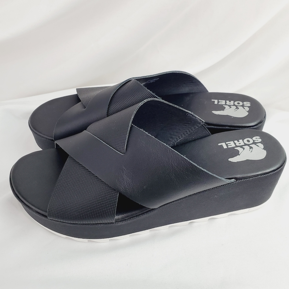❤️NWOT Sorel Cameron Platform Mule Wedge Black Slide SlipOn size 11 - Picture 5 of 11
